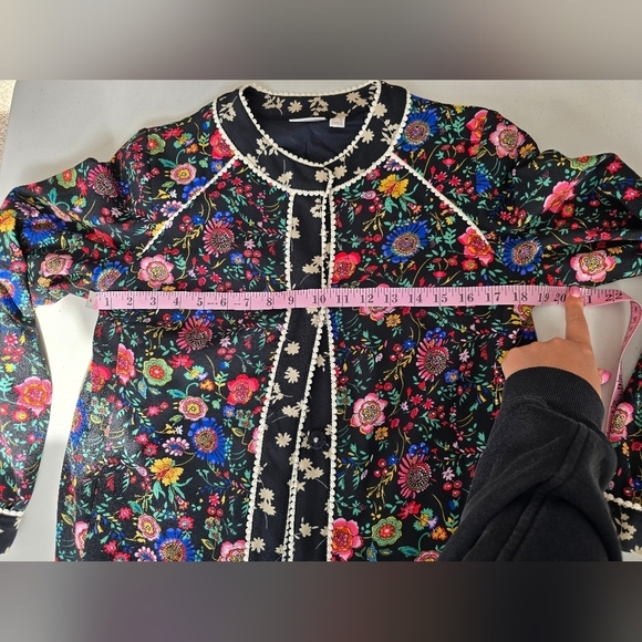 Logo Lavish By Lori Goldstein Mixed Print Floral Jacket With Picot Trim Sz XXS. - Picture 3 of 7
